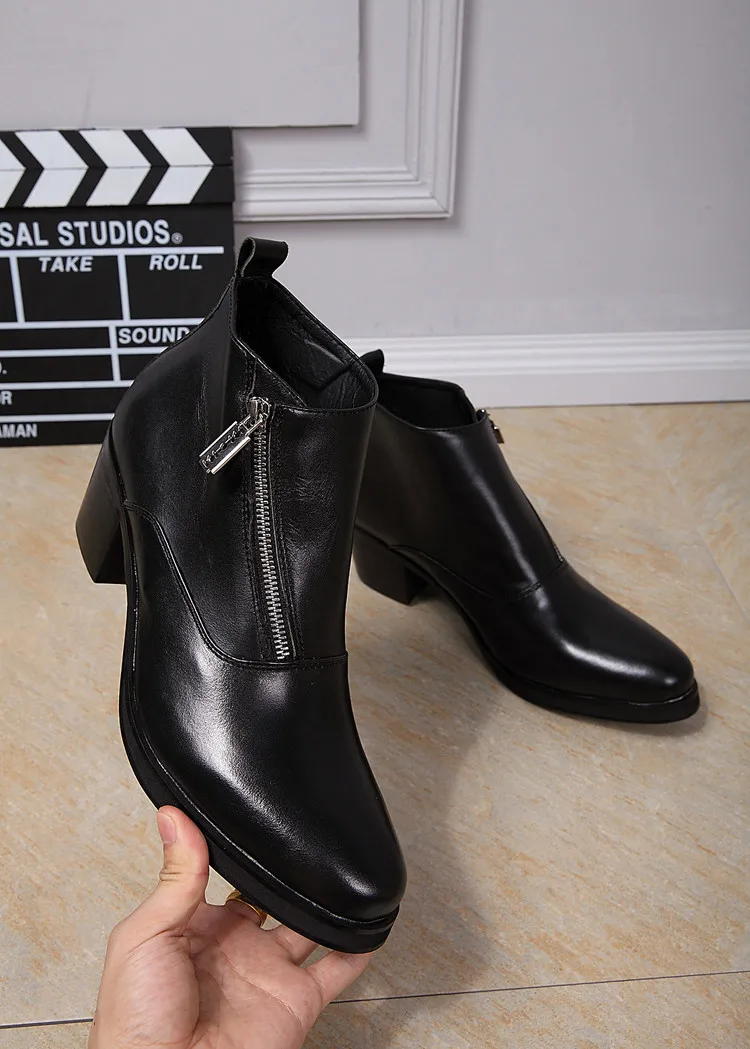 Мужские ботильоны в британском стиле модные модельные ботинки из натуральной