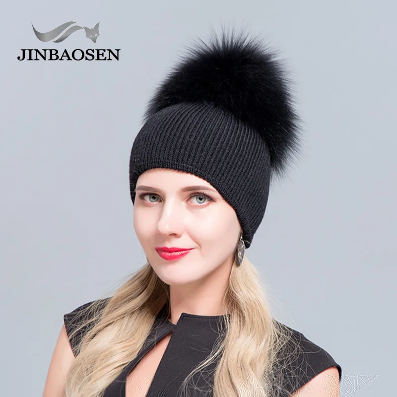 JINBAOSEN Новая Вязаная меховая шапка зимняя теплая Защитная Кожаная с ушками из меха