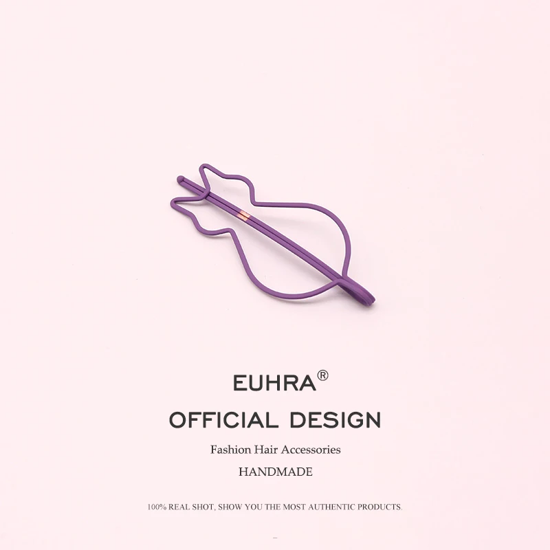 Purple 2 шт. EUHRA модный металлический милый маленький кот в форме заколки для волос разноцветная шпилька для волос Skullies Волосы Когти инструмент для укладки волос - Цвет: Purple