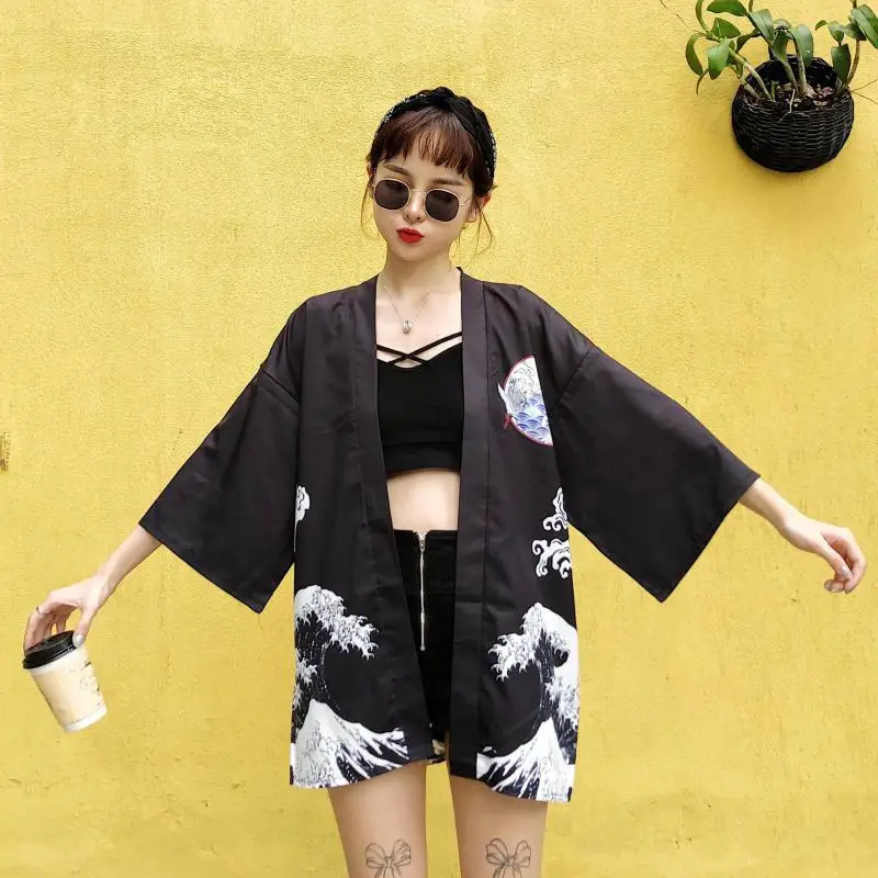 Kimono Shirt Cardigan Fashion Women Men Beach Blouse Traditional Japanese Yukata Summer Loose Girl's Haori Clothing