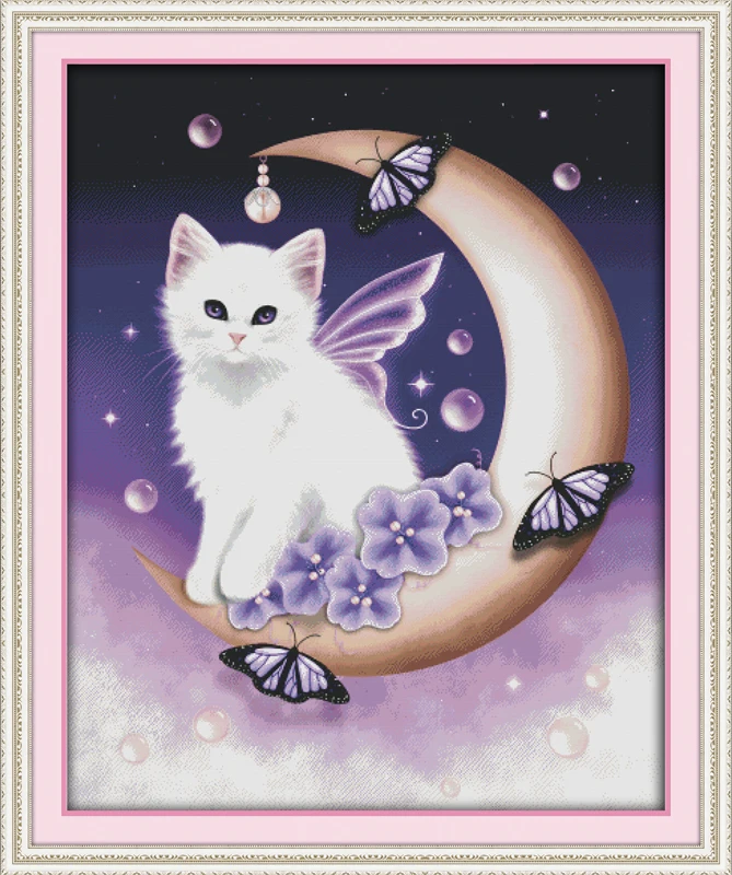 

Набор для вышивки крестиком «Ангел Луны» 14ct 11ct, предварительно отпечатанный холст, вышивка крестиком с животными, для любимых, «сделай сам»,...