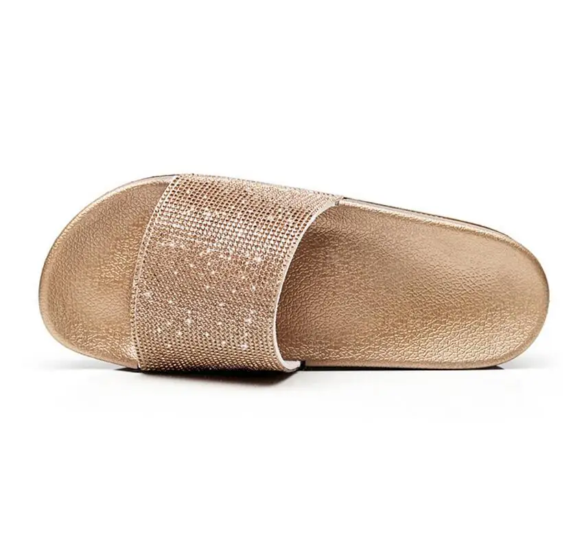 Women Slides Casual Fashion Babouche Sequined Crystal Rhinestone Peep Toe Thicken Soled Slipper Sandals Flat Loafers Shoes T629 | Обувь