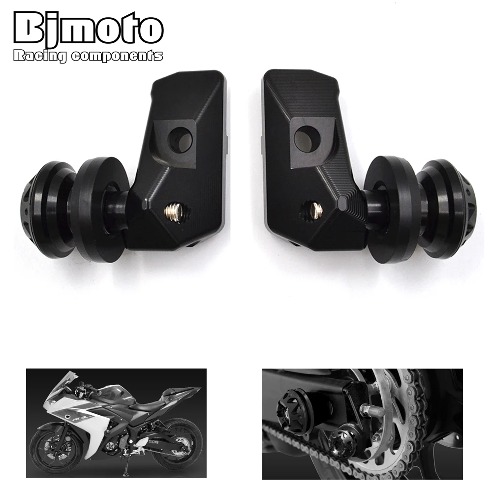 

BJMOTO мотоцикла с ЧПУ задняя ось шпинделя цепи регулятор блоки с катушкой ползунки для Yamaha YZF R25 R3 MT-03 MT-25 YZF-R3 из АБС-пластика