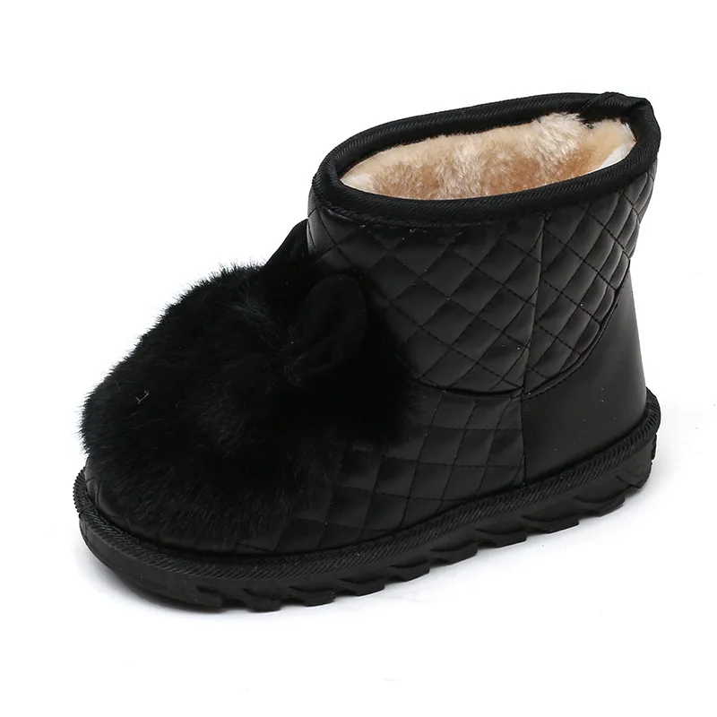 Рождественские Зимние модели обувь для девочек с кроличьим мехом Нескользящая