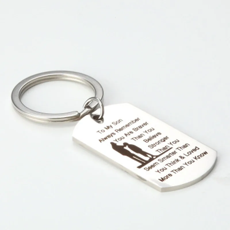 JEPHNE Stainless Steel Keychain To My Son Always Remember You Are Braver Stronger Smater Key Ring Inspirational Jewelry Gift | Украшения и