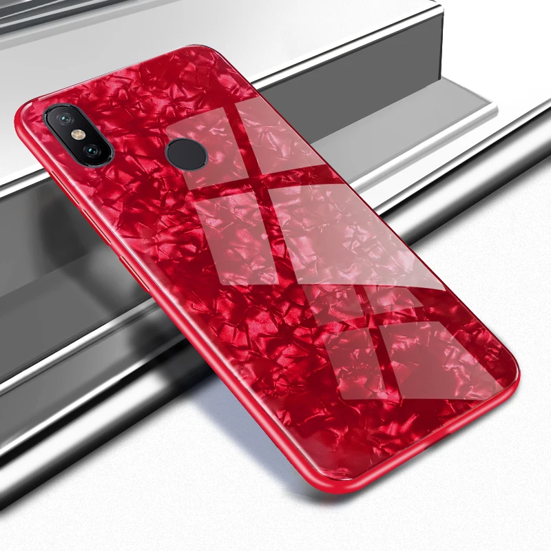 Чехол для Xiaomi Mi A2 Lite Роскошный Жесткий чехол из закаленного стекла мягкая рамка