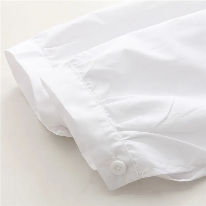 Женская блузка с цветочной вышивкой белая осенняя длинным рукавом | одежда