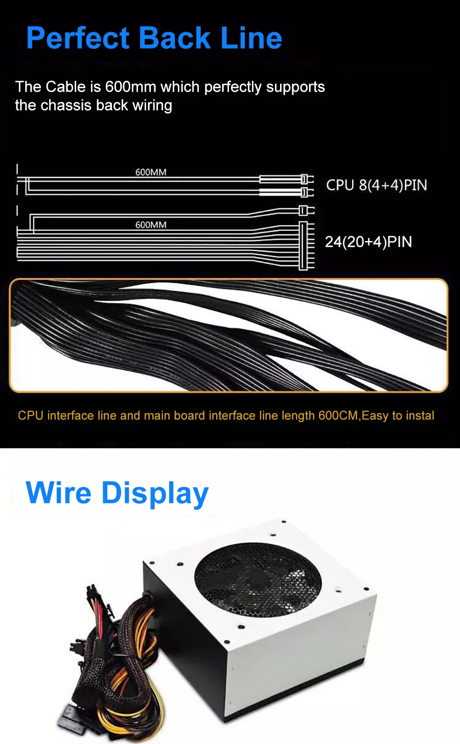 700 Вт компьютерный блок питания 700 Вт PSU 12 В настольный блок питания 700 Вт ATX блок питания для ПК игровой мощности с красочным Светодиодный светильник