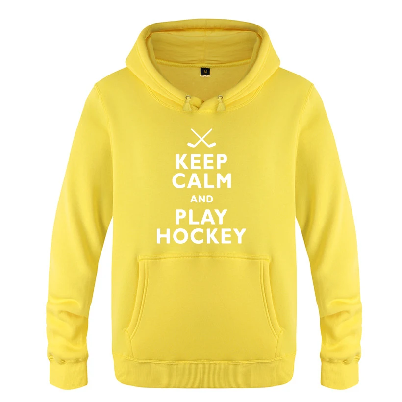 С надписью «Keep Calm and Play Хоккей Творческий толстовки, новинка Для мужчин Для мужчин с капюшоном пуловер с начёсом Толстовка - Цвет: HUAY BAT