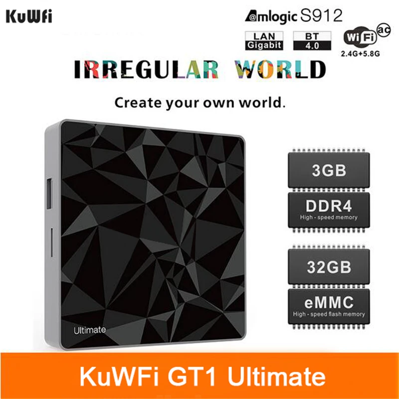 KuWFi ТВ коробка Android 7 1 телеприставка DDR4 3g 32G Google Amlogic S912 Восьмиядерный процессор 2 4G 5