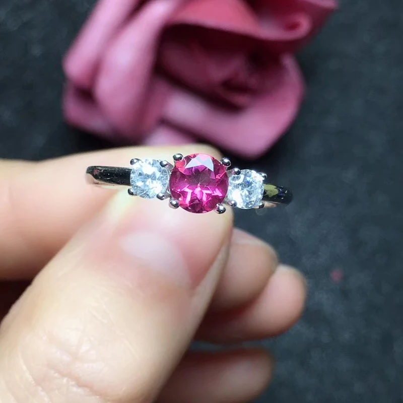 Кольцо CoLife Jewelry розового топаза для молодой девушки 5 мм VVS натуральное серебро 925 Серебряное кольцо в подарок на день рождения.