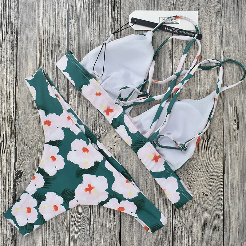 2019 New Floral Micro Bikini Set Push up Bikinis Women Brazilian Bottom Swimsuit Bathing Suit for Mini Swimwear Badpak |