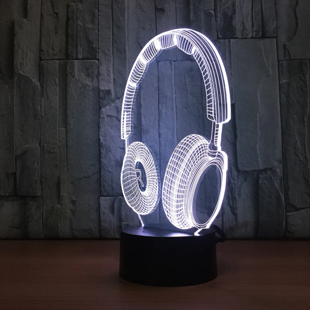 New Headset Touch Table Lamp 7 Colors Changing Desk 3d Novelty Led Night Lights Light Drop Ship Usb | Лампы и освещение