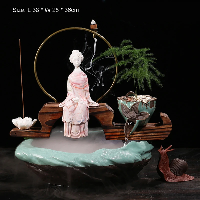 X Дзен стиль керамика светодиодный фонтан фэн шуй Настольный очистки воздуха ингалятор увлажнитель распылитель аквариум подарок на удачу - Цвет: X