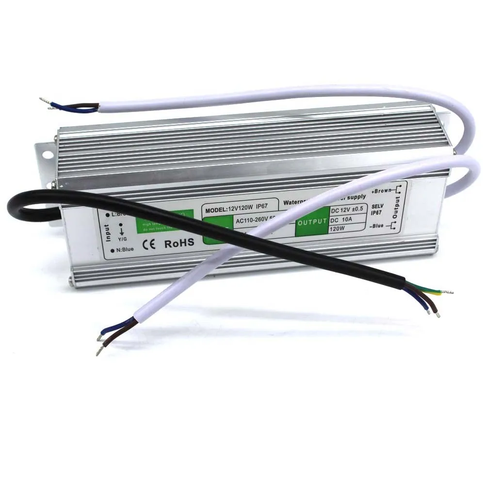 DC12V 10a 120 Вт водонепроницаемый ip67 Светодиодный источник питания от AC100 240V до 12 В