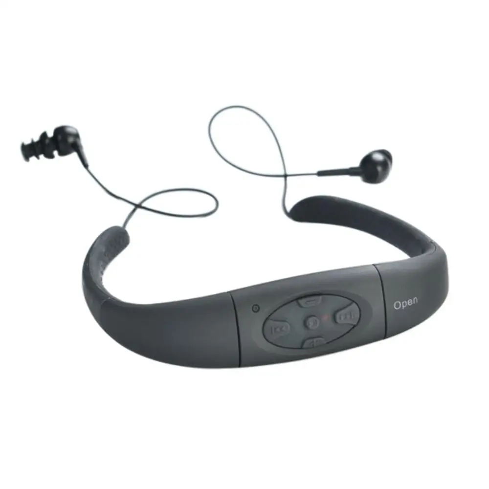 Черный MP3 музыкальный плеер Водонепроницаемый 8 GB воды для плавания SportNeckband стерео наушники Audio-гарнитура с FM для дайвинга плавание - Цвет: Черный