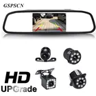Зеркало заднего вида GSPSCN с ЖК-экраном 4,3 дюйма + камера заднего вида с CCD-видео, 12 светодиодов, функция ночного видения, помощь при парковке