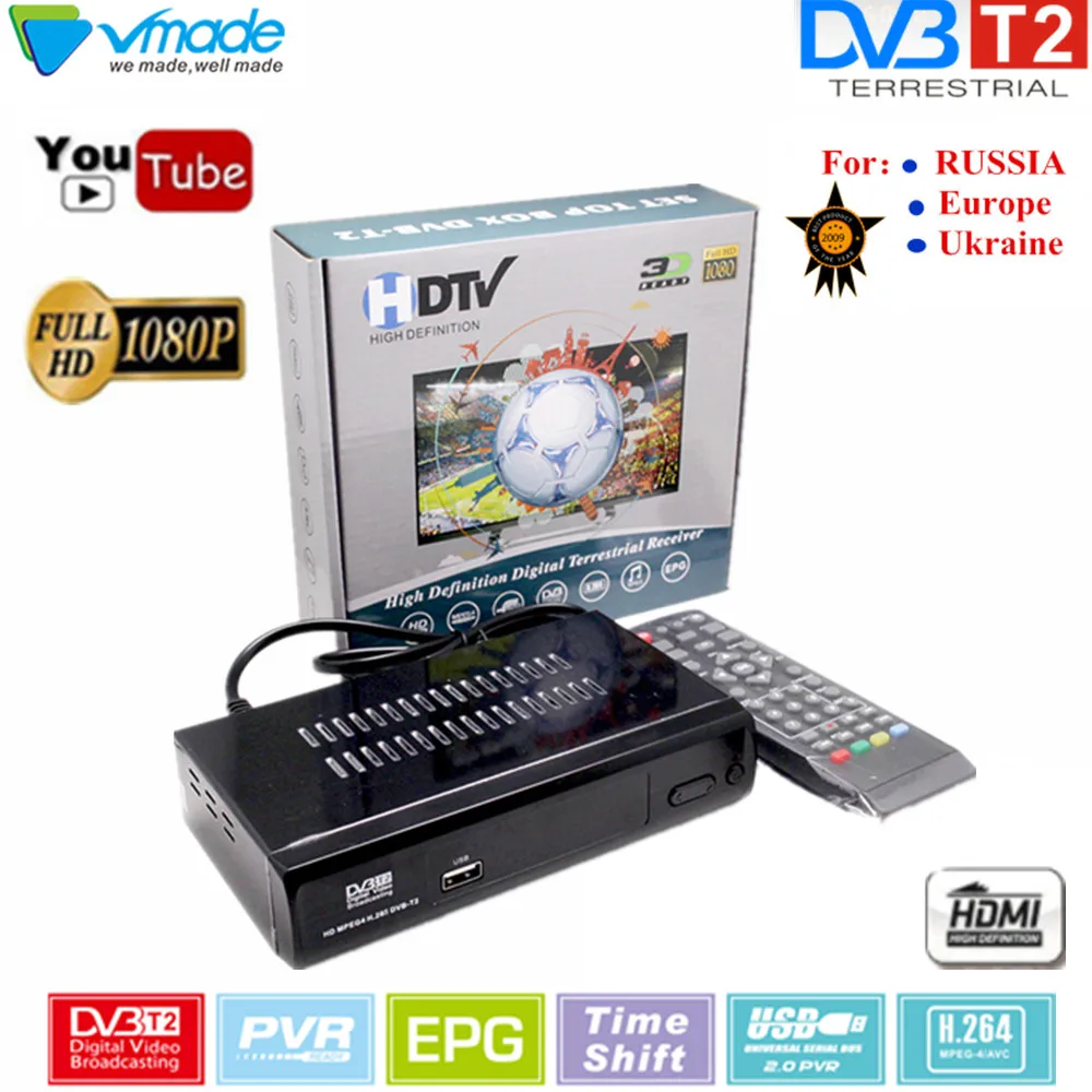 Хорошо Продаем Full HD 1080 P DVB T/T2 цифровой наземного сигнала ТВ приемник M2 H.264