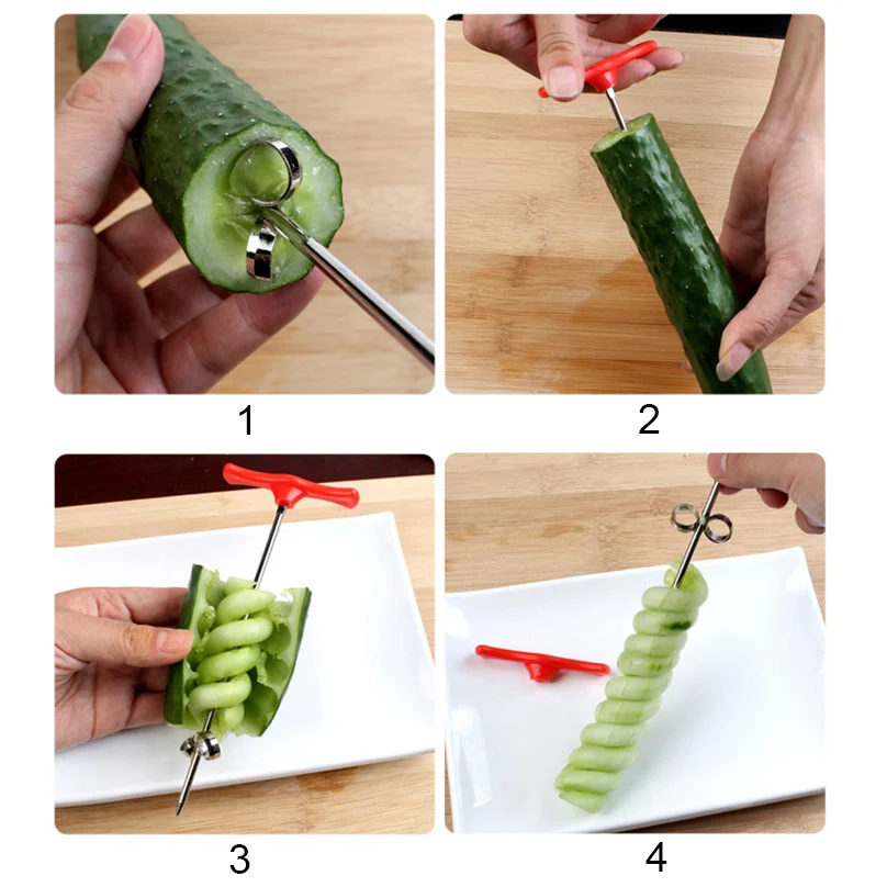Buy UPORS Manual Spiral Screw Slicer Vegetables Knife Carving Tool Potato Carrot Cucumber Salad Chopper Cutter Spiralizer on