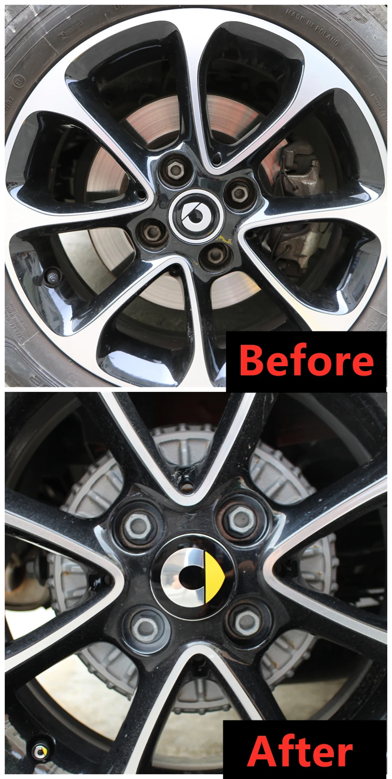 4 pcs/set Wheel stickers For Mercedes Smart Fortwo Forfour 453 451 450 modified wheel cover car stickers Accessories 55mm