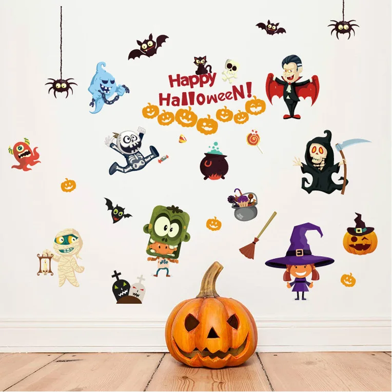 Happy Halloween Мультфильм стены Стикеры дома спальня гостиная Съемный украшения обои |