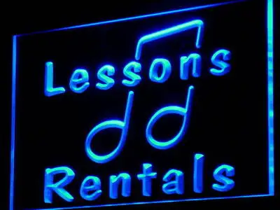 

i831 Music Lessons Rentals School Decor Neon Light Light Signs On/Off Swtich 20+ Colors 5 Sizes