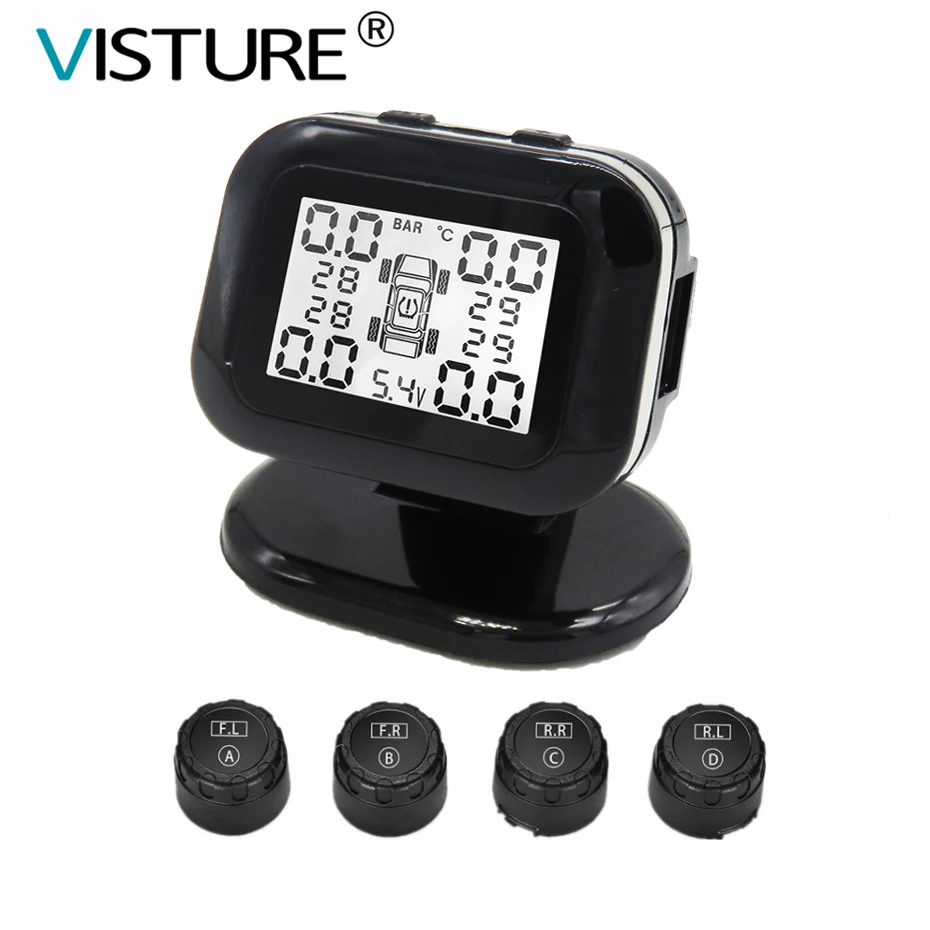 Visture TPMS автомобильная система контроля давления в шинах с зарядным устройством USB