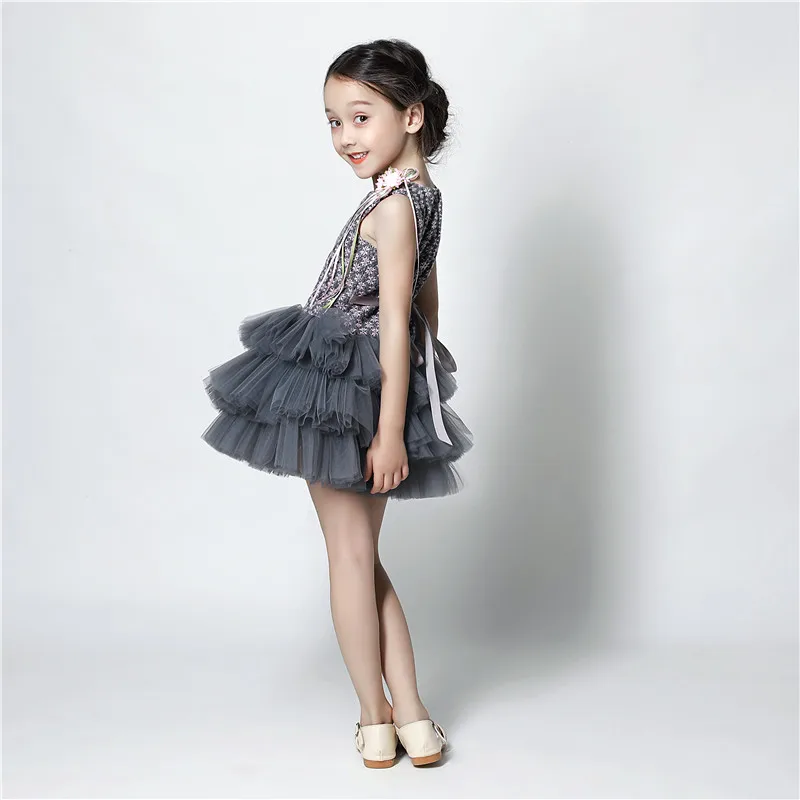 Новый вязаный узор плиссированные тюль line мини Платье в цветочек для девочек