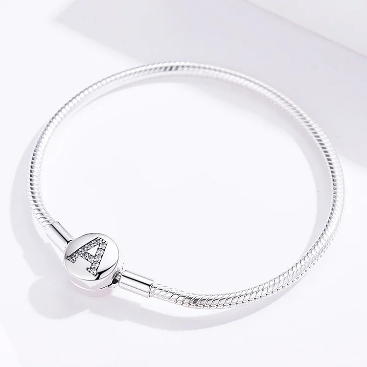 BISAER, ювелирное изделие с буквой А, 925 пробы, серебряные браслеты с буквой а для женщин, брендовые Роскошные ювелирные изделия, Bijoux GXB140