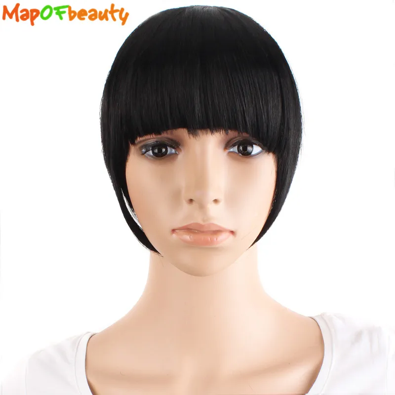 Волосы для наращивания MapofBeauty черные коричневые прямые изящные синтетические на
