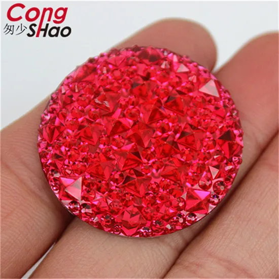 Fuchsia Cong Shao 10 шт 35 мм большие круглые полимерные стразы аппликация с камнями и кристаллами драгоценные камни плоские с оборота для костюма пуговицы для рукоделия 8Y783 - Цвет: Fuchsia