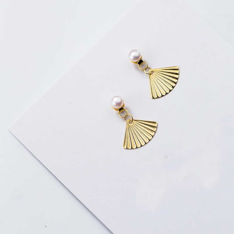 

INZATT Romantic Charm 925 Sterling Silver Geometric sector Pearl Drop Earrings 2018 Fine Jewelry For Elegant Women Party Gift