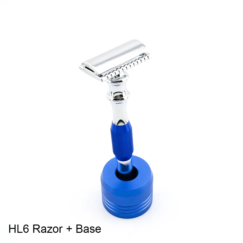 Razor base Безопасная бритва с двойными краями, синяя ручная бритва, классический стиль, 12,7 см, длинная ручка, Lyrebird, новинка - Цвет: Razor base