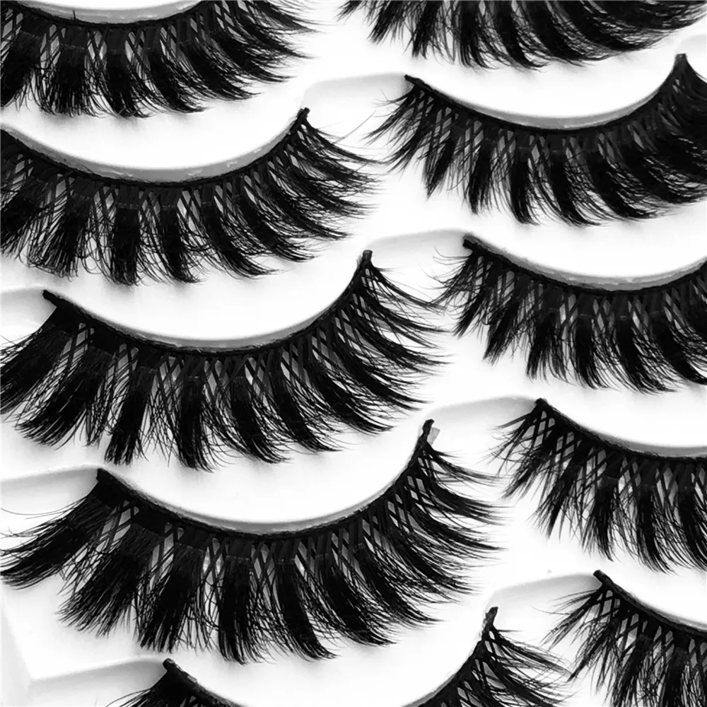 5 Pairs Mink Hair False Eyelashes Thick Curled Full Strip Handmade Lashes Eyelash Extension Tool Women Eyes Beauty Makeup | Красота и
