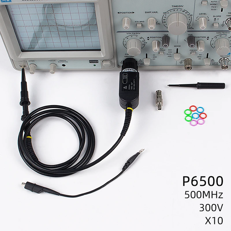 P6500 500MHz 300V Полоса пропускания зонда осциллографа 200 МГц 600 в TEXAS200 зажим соединитель осциллографа части зонда и аксессуары - Цвет: P6500 500MHz 300V