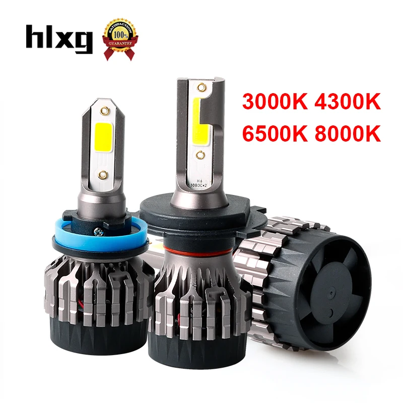 2 шт. Автомобильные светодиодные лампы H1 3000K H3 4300K H4 LED 6500K H7 8000K Светодиодные 9005 9006 HB4