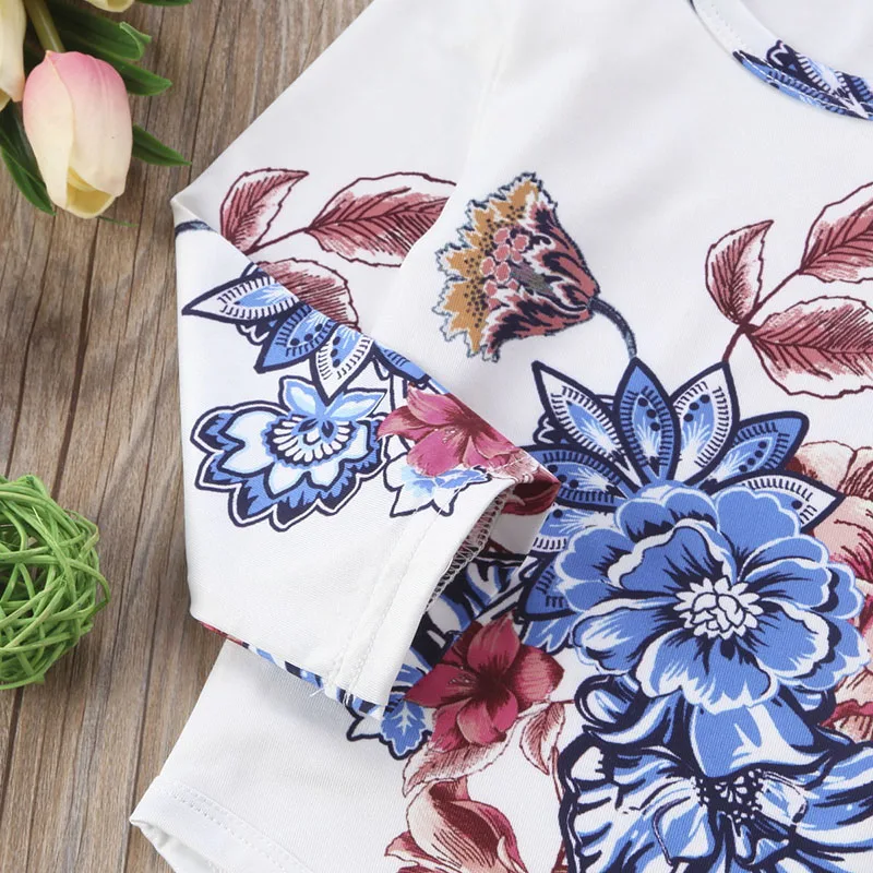 0 24 м новорожденных для маленьких девочек с длинным рукавом Цветочные ползунки