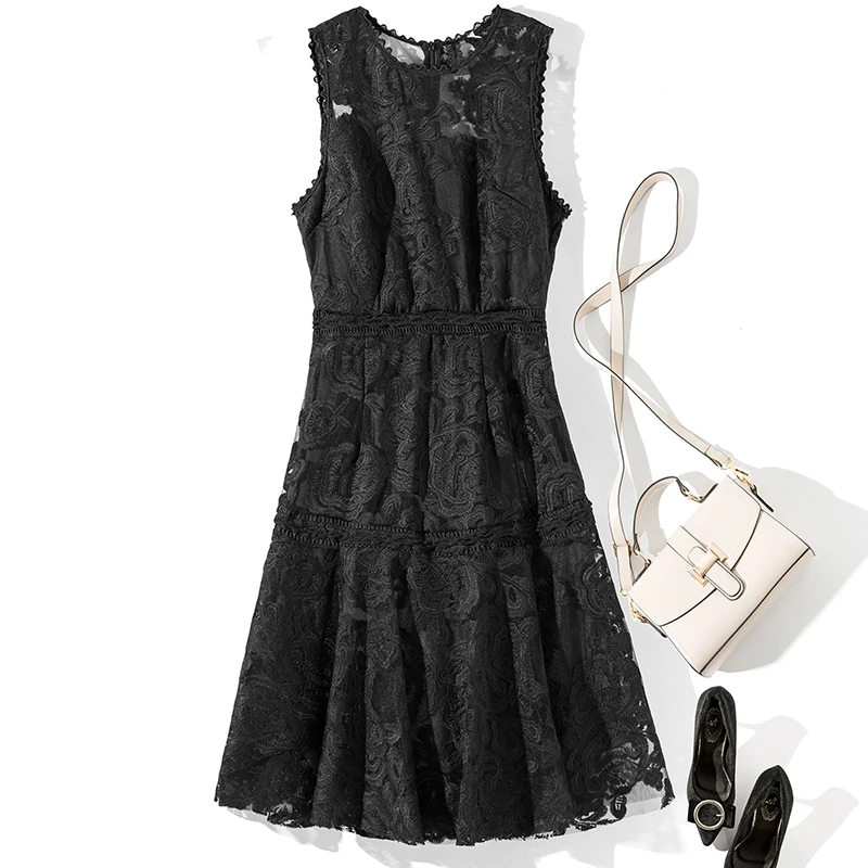 Новый Для женщин с круглым вырезом платье без рукавов объемным тонкие туфли на