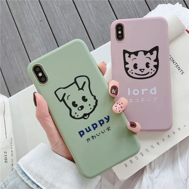 Собака Кошка TPU чехол для iphone 8 плюс 7 Чехол телефона Милые силиконовые 6 S 6s X XR XS Max