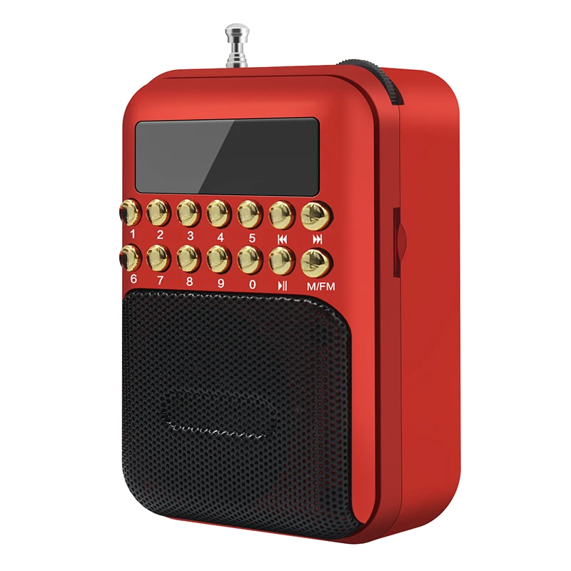 Красный fm-радио мини Портативный Ручной цифровой FM DAB-радио USB TF MP3 плеер Динамик