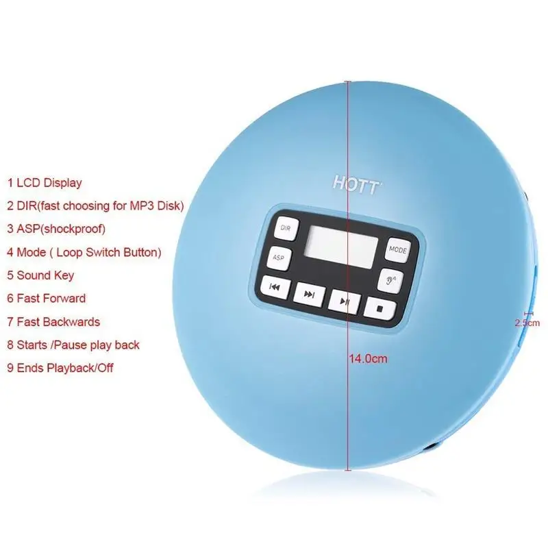 Новейший портативный компактный cd-плеер с поддержкой CD-R/CD-RW/MP3, с ЖК-дисплеем, электронная защита от царапин