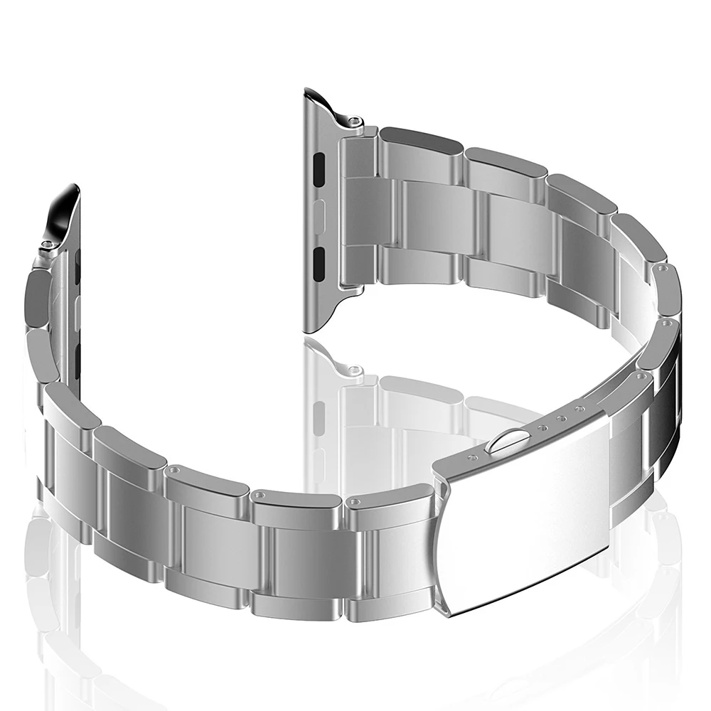 Stainless Steel Watch Band For iWatch Apple Strap Link Bracelet Accessories 38mm 42mm Classical Lock with Adapter | Наручные часы