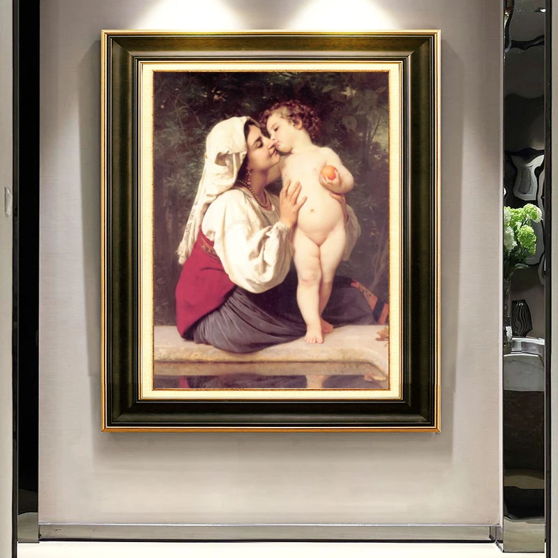 Постеры и принты Картина на холсте известная картина Kiss картины от William Adolphe Bouguereau
