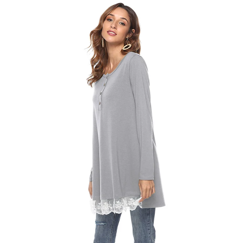 Свободные Camisetas Mujer Осенняя футболка Женские топы Мода Европейский Стиль