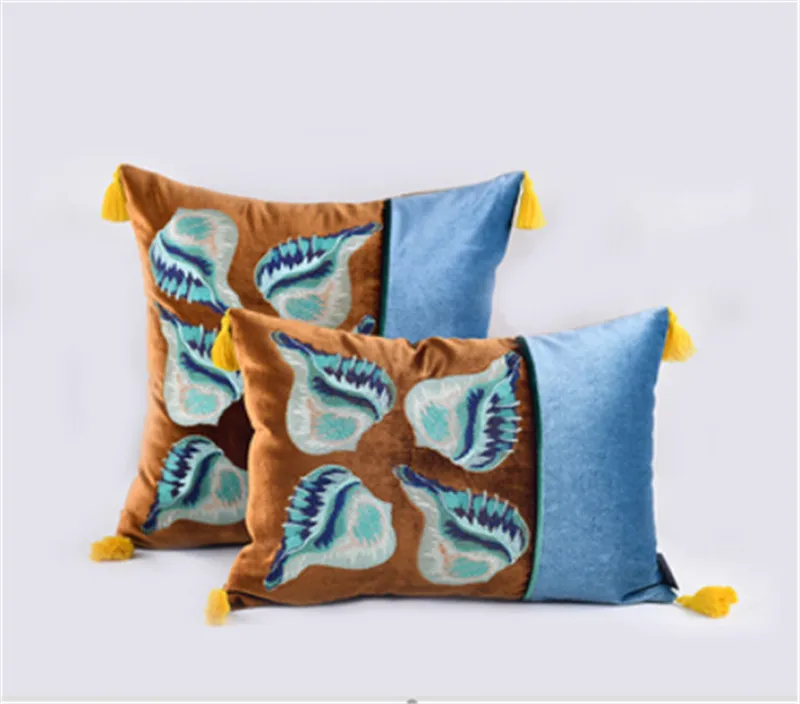 Европейский чехол для подушек Hippocampus/Conch/Shell вышивка Cojines Decorativos Para Диван Декоративные роскошные подушки, 1 шт