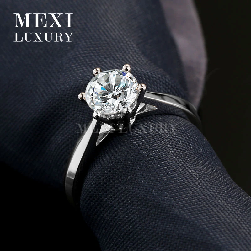 Классический Стиль 18-каратного белого золота кольца 1 0 Ct Moissanites Diamond EF Цвет Halo Для