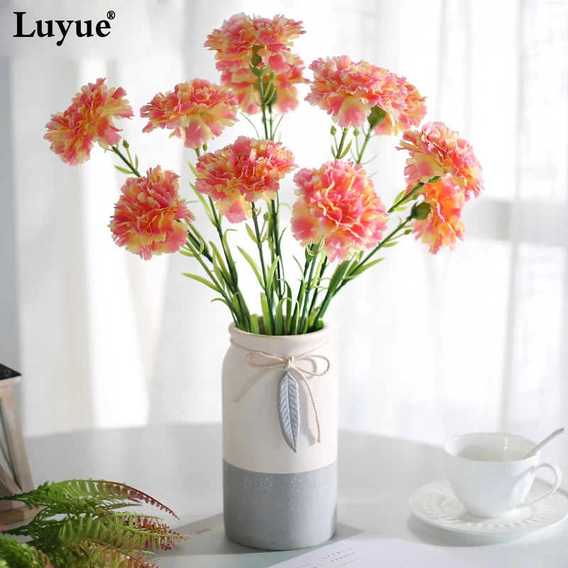 artificial flowers flower carnation silk branch wedding Bridal Bouquet Fall Vivid Fake Flowers For Wedding Home Decoration