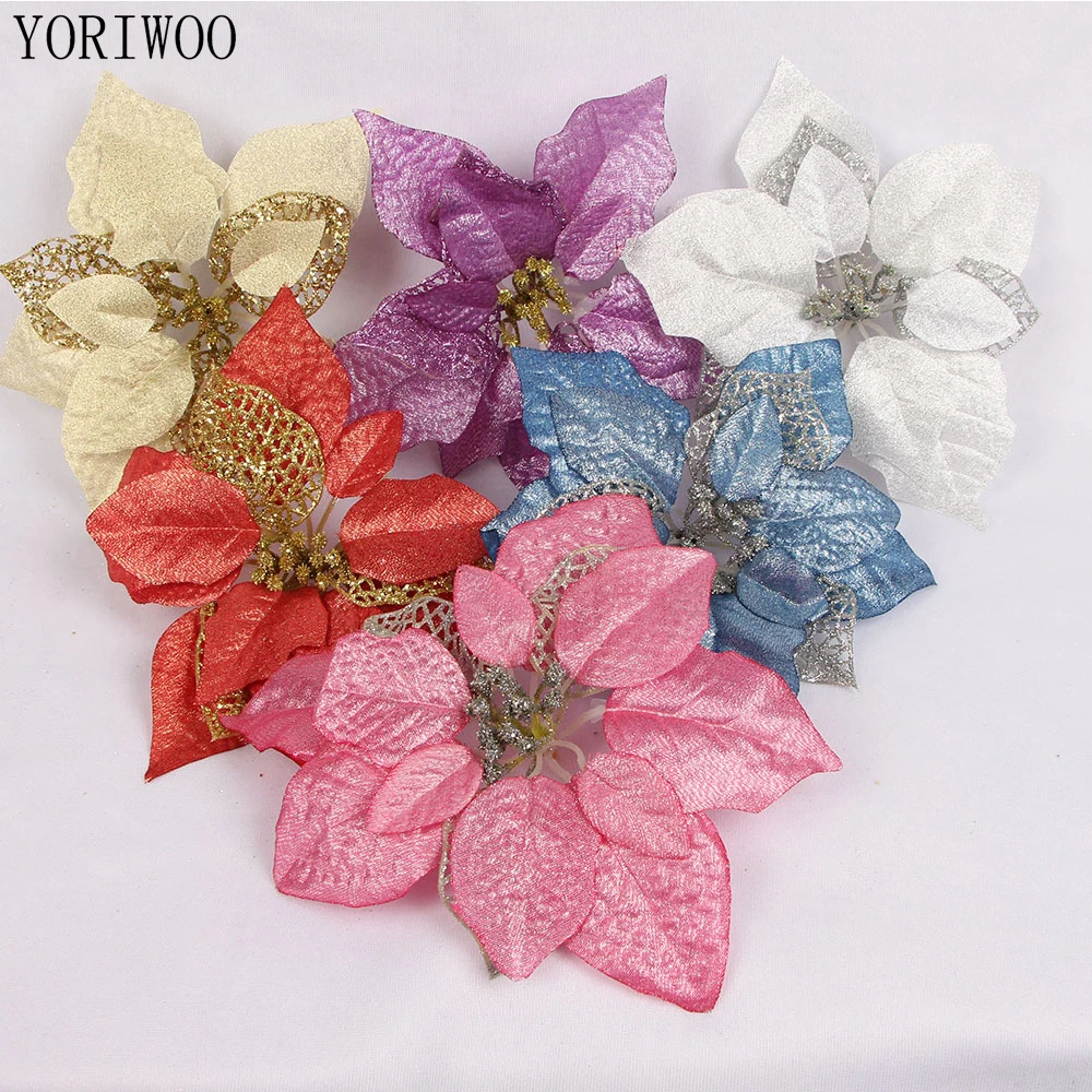 Йориу 5 шт. Poinsettia Рождественские цветы искусственные Искусственные DIY Merry