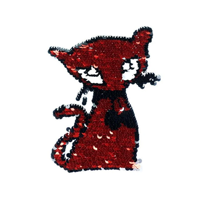 Новинка 2018 двусторонние блестки с изменением цвета в виде кошки совы нашивки для