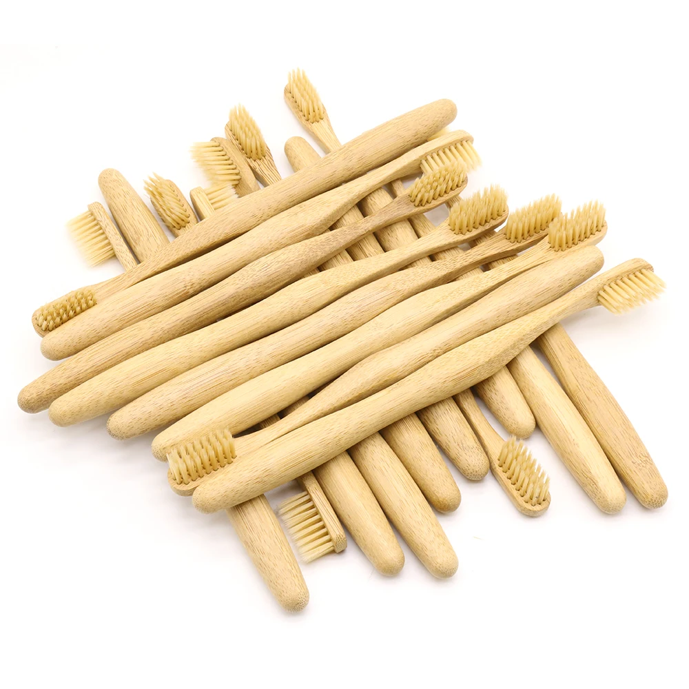 

DR.PERFECT 100 PCS/lot Beige Pillar Bamboo Toothbrush Wholesale Eco friendly Wooden Bamboo Toothbrush Oral Care Black Head